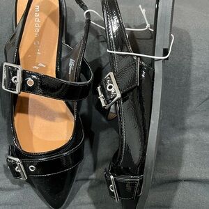 Madden Girl Black Patent Slingback Flats (9.5)